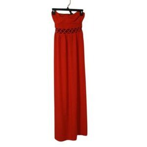 Valija Dress Maxi Strapless Gown Red Women's Size M